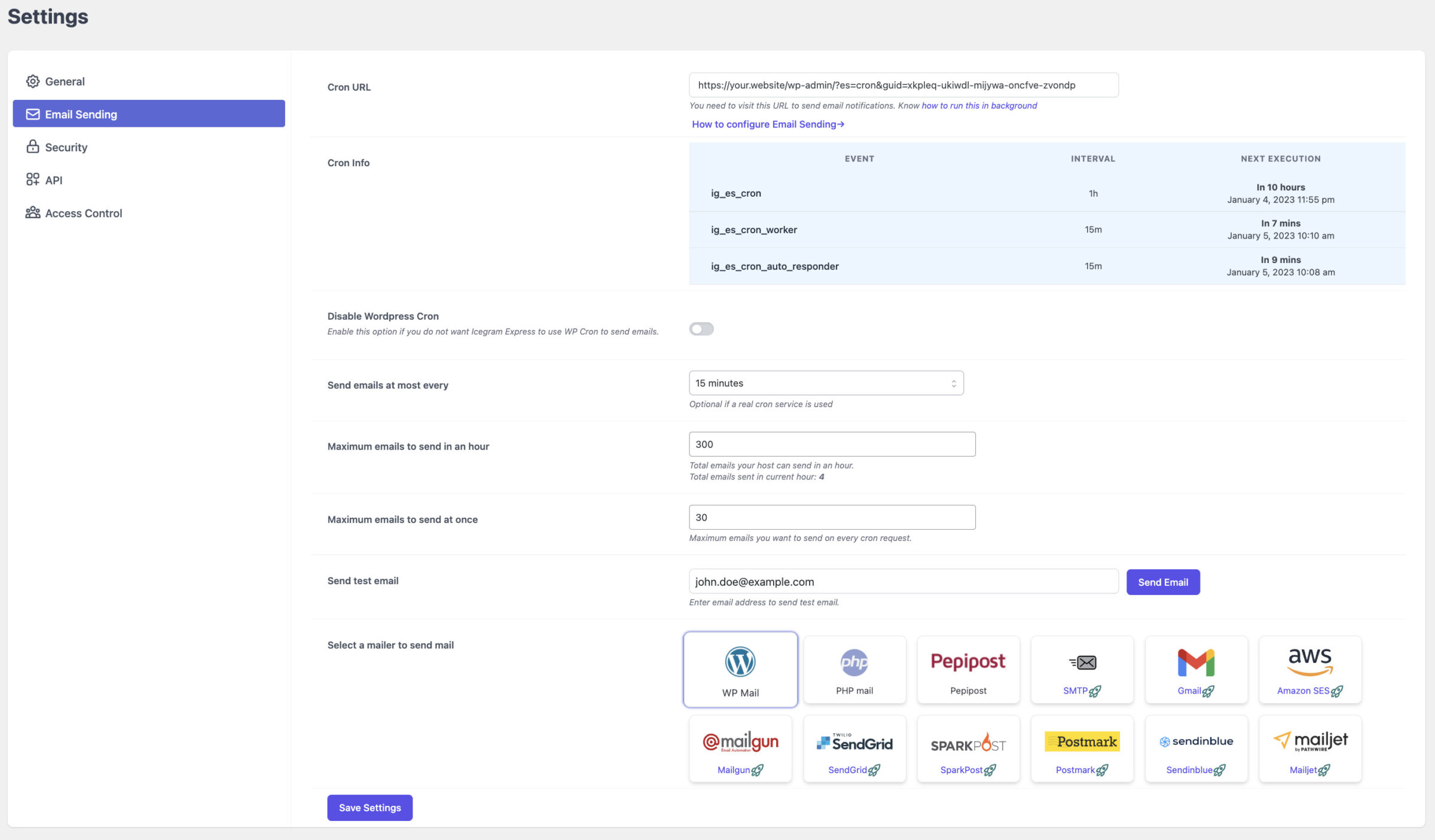 Icegram Express configuration