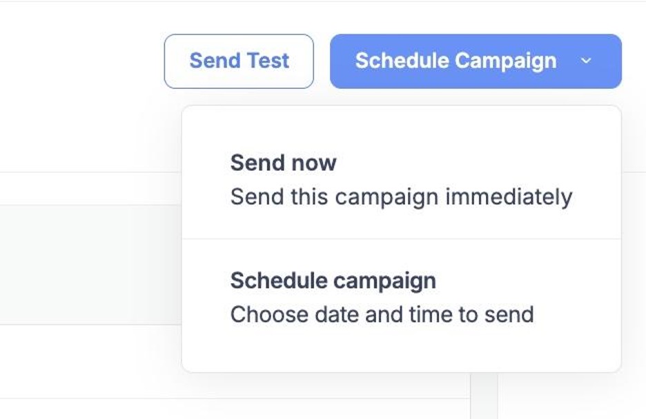 This is an image of the Mailtrap schedule campaign button