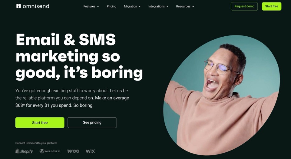 This is an image showing the Omnisend landing page