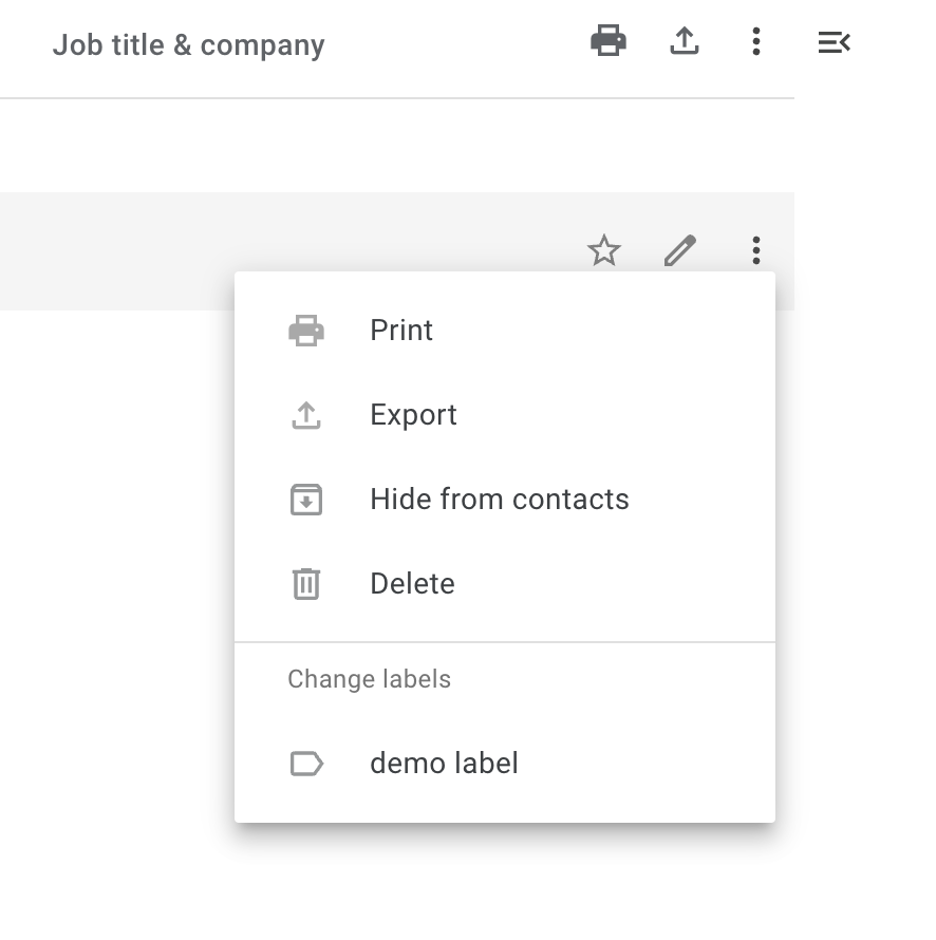 Gmail Contacts settings