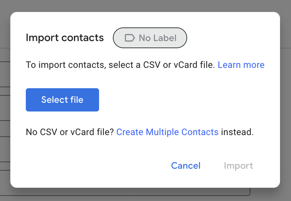 Gmail Contacts importing