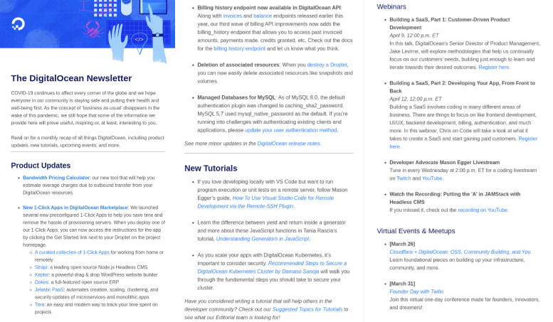 DigitalOcean newsletter