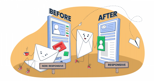 This graphic is a symbolic representation of responsive email templates for an article that covers the topic in detail.