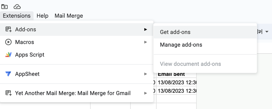 Spreadsheet settings UI
