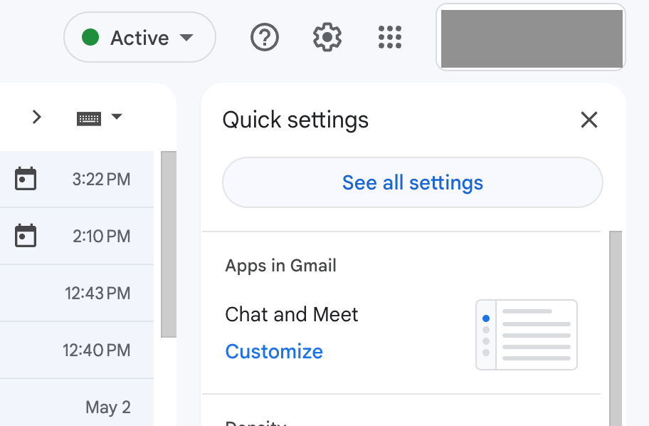 Navigating to Gmail settings