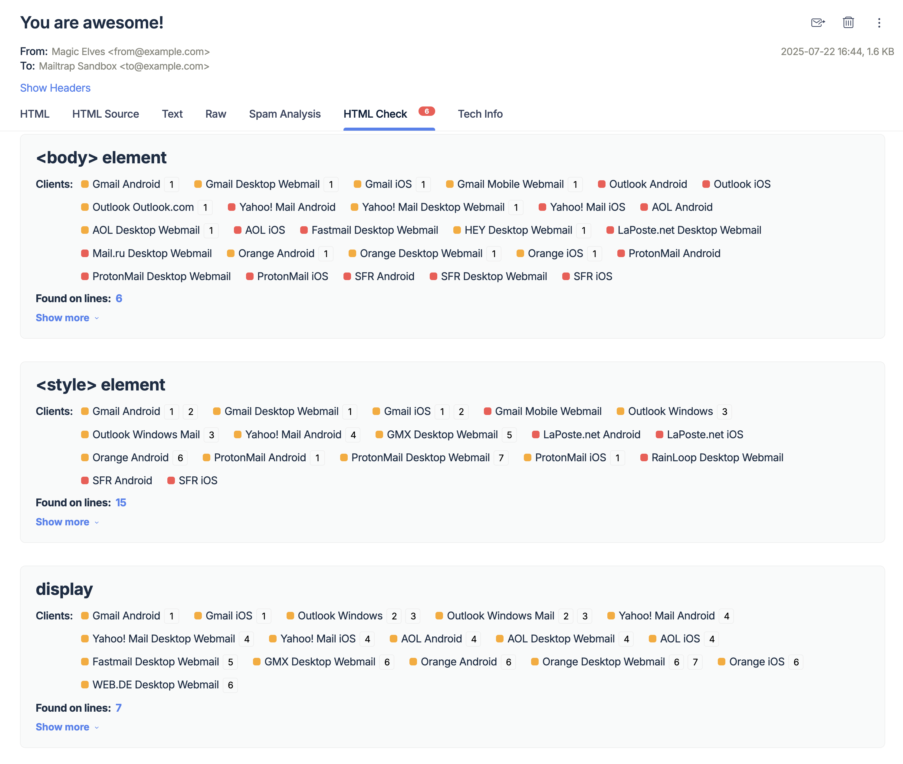 Mailtrap Sandbox HTML improvement suggestions