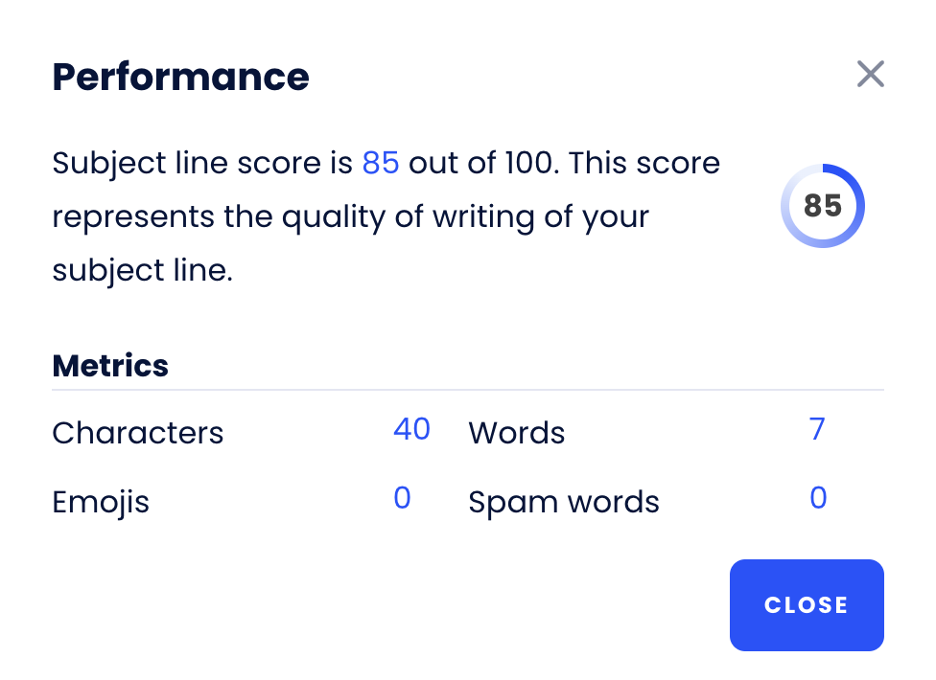 This is an image showing Mailmeteor's performance report