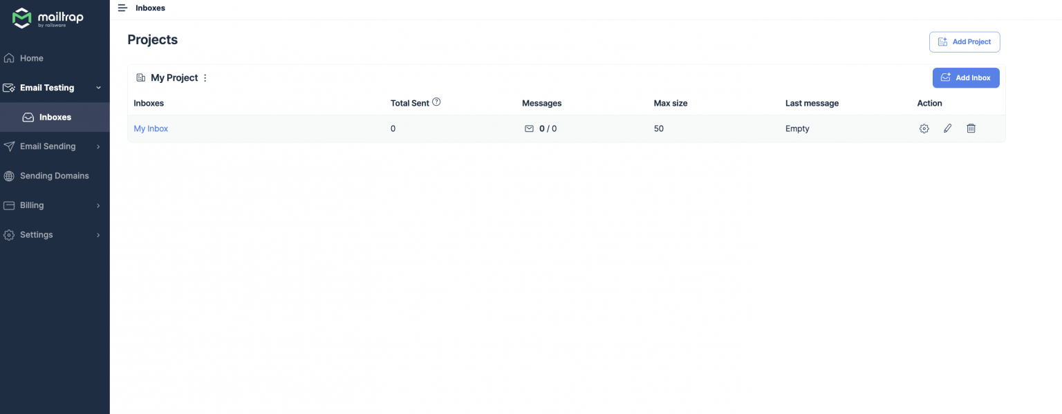 Meus projetos do Mailtrap