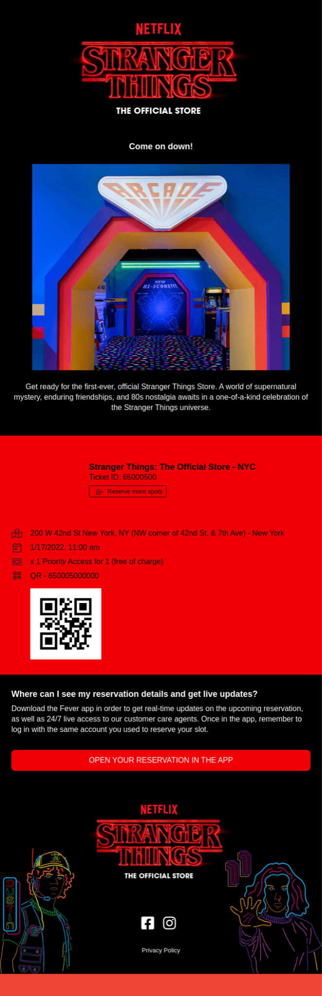 This image is an example of no-reply event confirmation from Netflix taken from reallygoodemails website.