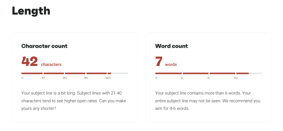 This is an image showing the Omnisend tester length score