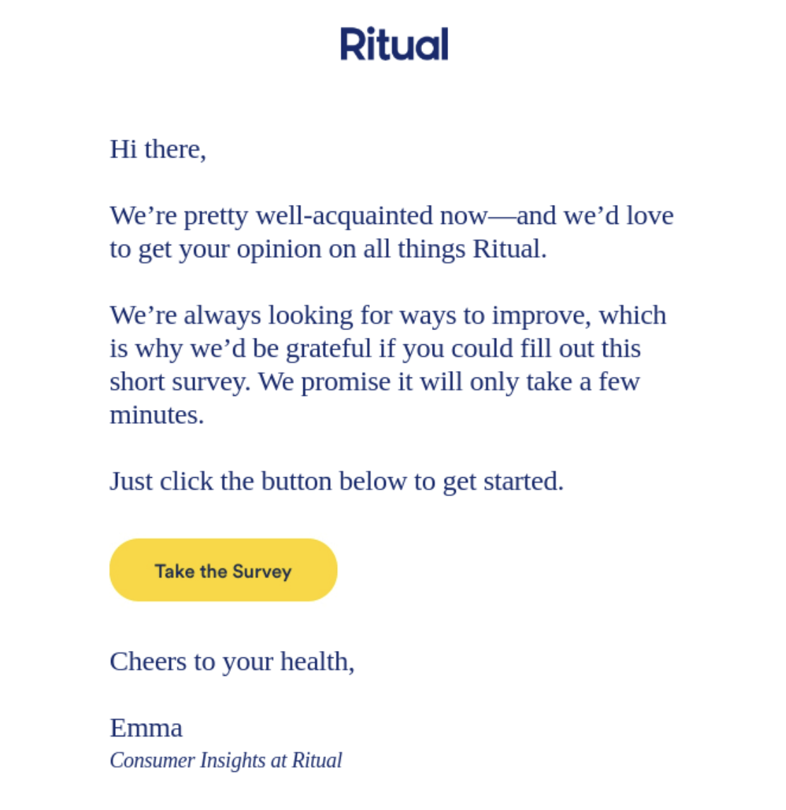 Ritual survey email