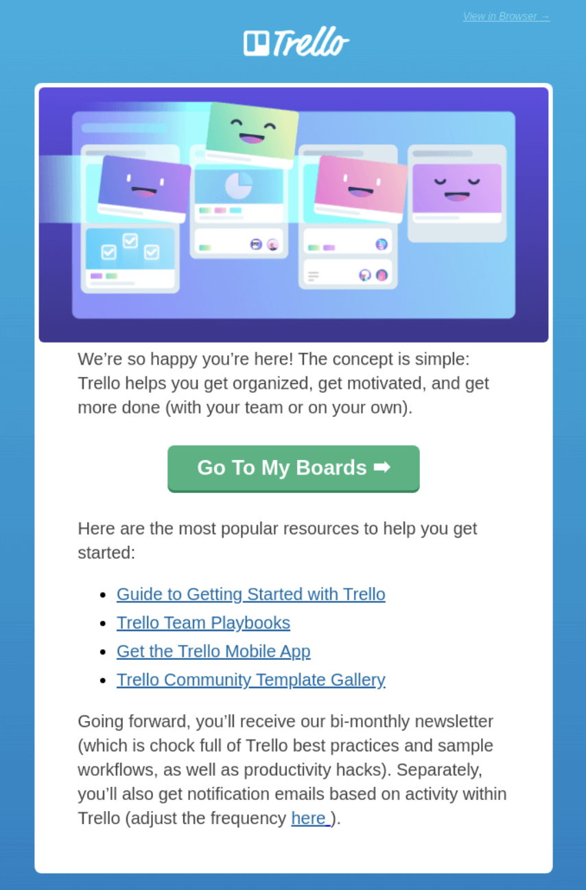 Trello welcome email
