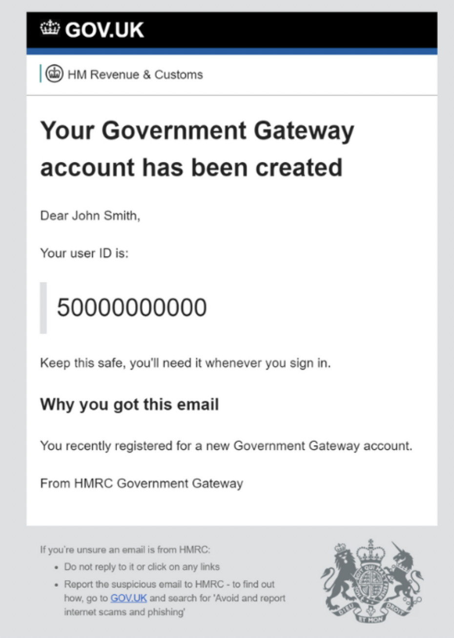 This image is an example of no-reply government email from GOV.UK taken from taxscouts website.